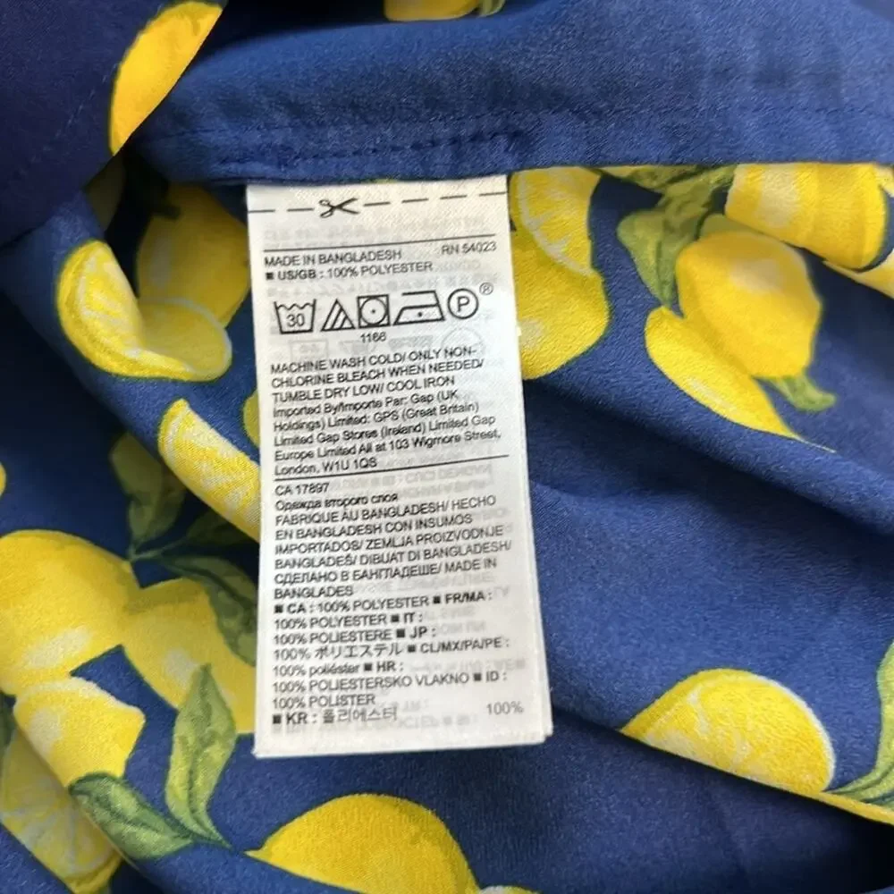 Banana Republic women’s top blouse Blue Lemon Print long sleeve size medium - Picture 7 of 7